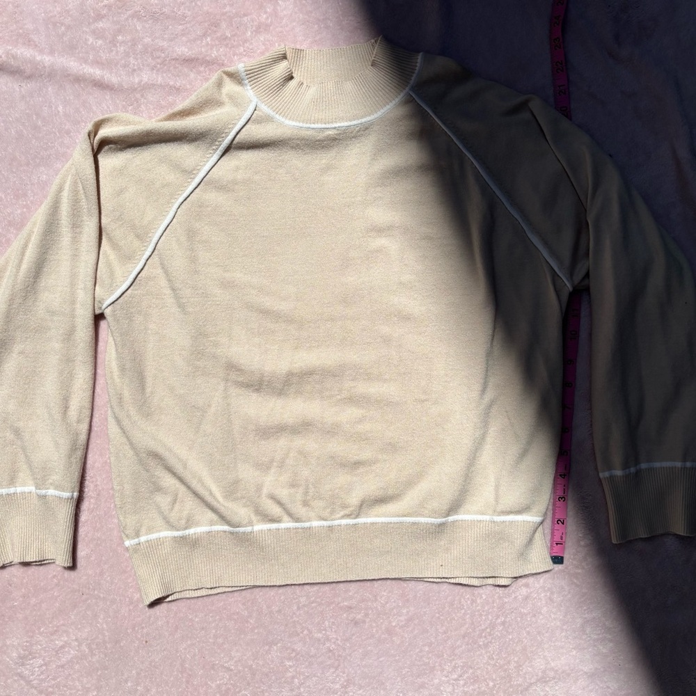 Tan Crew Neck Sweater with Soft Texture